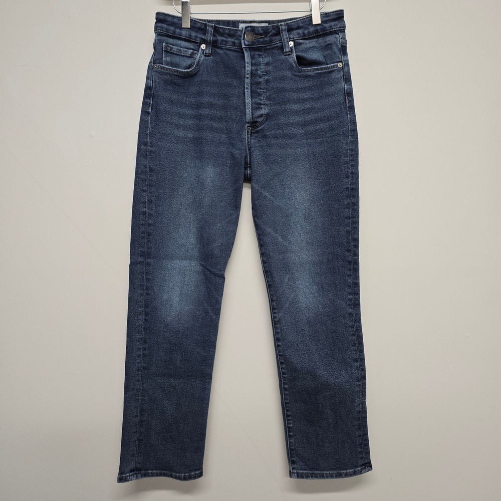 Evereve The Ever Straight Jeans Womens 28 Blue High Rise Button Fly Minimalist